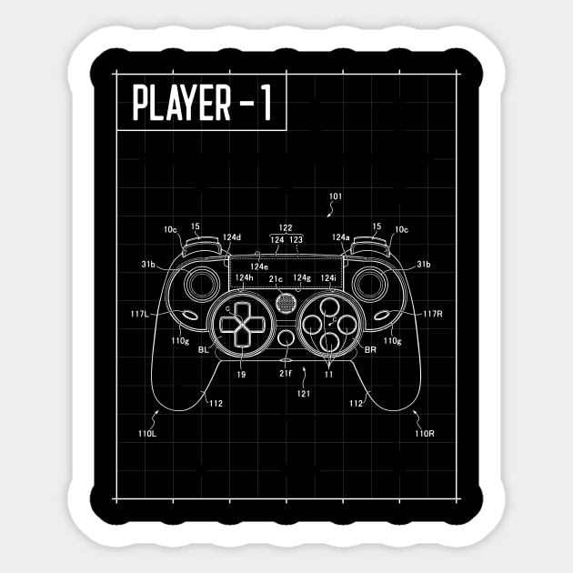 player 1 Game Console Sticker by Lasso Print